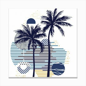 Palm Trees And Waves Canvas Print