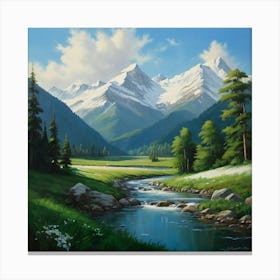 Default Oil Painting Imagine A Peaceful Valley Where Clear Riv 0 Canvas Print