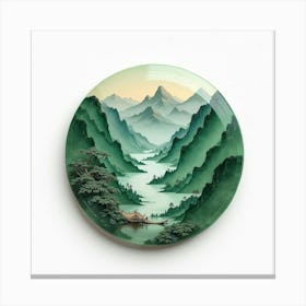 Jade Brooch, Watercolor, Majestic Mountain Range 1 Canvas Print