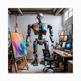 Robot Painting Canvas Print