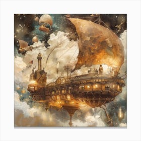 Steamship In The Sky Canvas Print