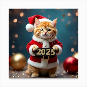 Flux Dev Vibrant Orange Tabby Cat Wearing A Miniature Santa Cl 0 Canvas Print