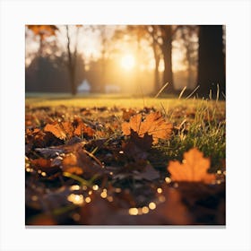 Autumn Leaves On The Ground Canvas Print