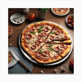 Pizza On A Table 2 Canvas Print