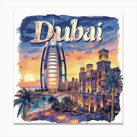 Dubai PostCard Artwork Canvas Print