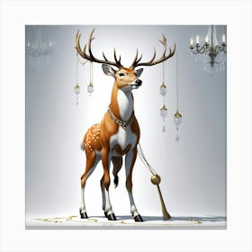 Deer With Chandeliers 1 Canvas Print