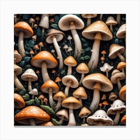 Mushrooms In The Forest 23 Canvas Print