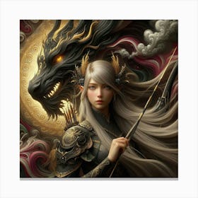 Girl With A Dragon Canvas Print