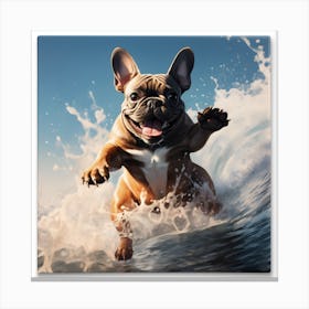 Frenchie Surfing Art By Csaba Fikker 017 Canvas Print