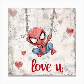 Valantines Day Baby Spiderman Canvas Print