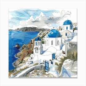 Santorini Postcard Canvas Print