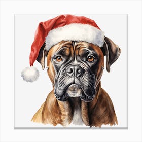 Boxer Dog With Santa Hat 2 Canvas Print
