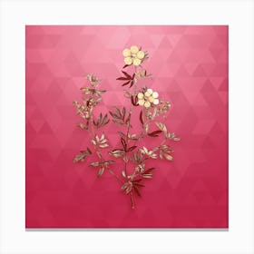 Vintage Yellow Buttercup Flowers Botanical in Gold on Viva Magenta n.0379 Canvas Print