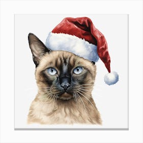 Siamese Cat In Santa Hat 3 Canvas Print