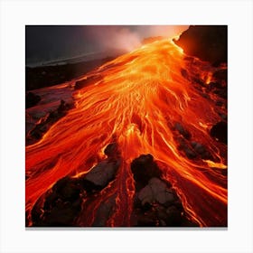 Firefly Volcanic, Magma, Flow, Illustration, Molten, Lava, Heat, Fiery, Color Palette, Orange, Red, (1) Canvas Print