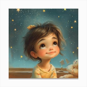 Little Girl With Stars Canvas Print