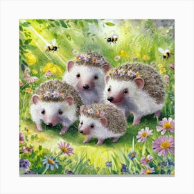 Hedgehogs Family Canvas Print