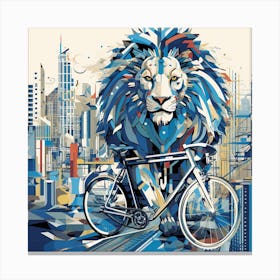 Lion On A Bike Canvas Print