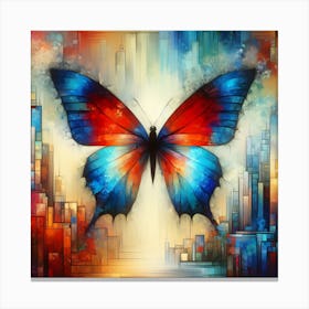 Colourful Modern Abstract Butterfly v8 Canvas Print