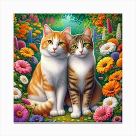 Cats In The Garden Canvas Print