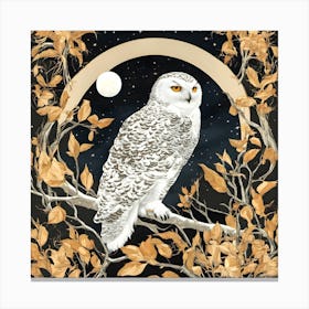 Snowy Owl On A Branch Canvas Print