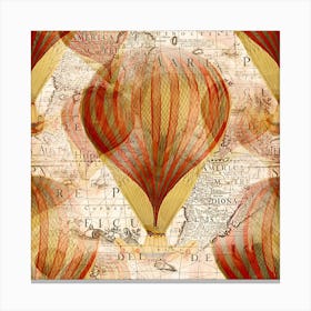 Hot Air Balloon Balloon Map Seamless Pattern Canvas Print