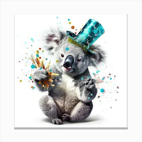 Koala In Hat Canvas Print