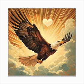 Eagle with Heart-shaped Cloud 3 Canvas Print