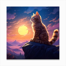 Cat In The Moonlight Canvas Print