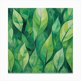 Abstract Green Leaves Canvas Print