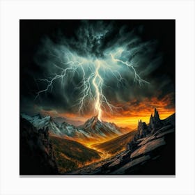Impressive Lightning Strikes In A Strong Storm 15 Canvas Print
