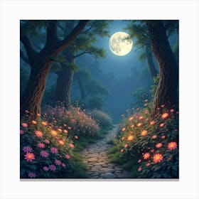 An Enchanted Garden With Flowers That Glow And Whisper Secrets 1 Canvas Print