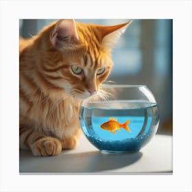 Cat Looking At Fish 6 Canvas Print