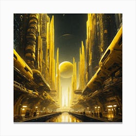 Futuristic City Yellow IV Canvas Print