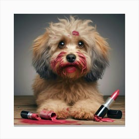 Dog With Lipstick 3 Canvas Print