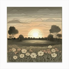 Sunset In The Field 1 Canvas Print