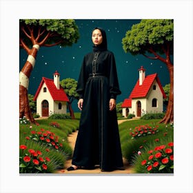 Muslim Woman In Black 1 Canvas Print