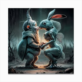 Kissing Bunny Canvas Print