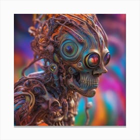 Psychedelic Biomechanical Freaky Wierdo From Another Dimension With A Colorful Background Canvas Print