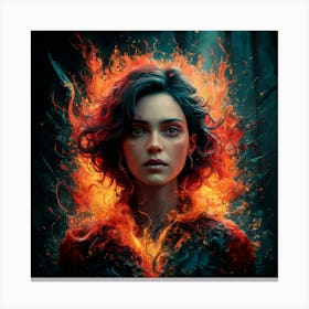 Girl In Flames 1 Canvas Print