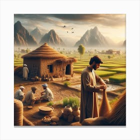 work in village Canvas Print