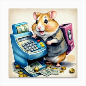 Hamster At The Cash Register 5 Canvas Print