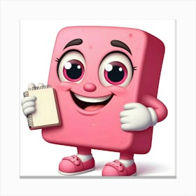 Pink Cube Holding A Notebook Canvas Print