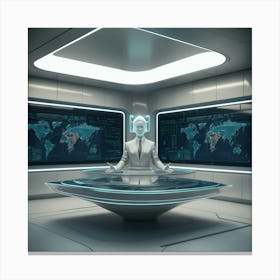 Futuristic Woman In Futuristic Office Canvas Print