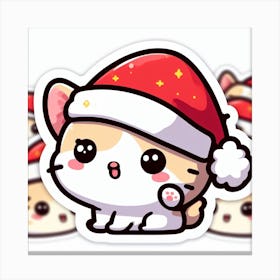 Santa Cat Sticker Canvas Print