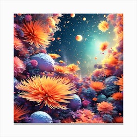 Abstract Flowers In Space Canvas Print