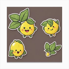 Cute Lemon Stickers Canvas Print