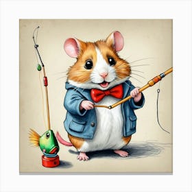 Hamster Fishing 21 Canvas Print