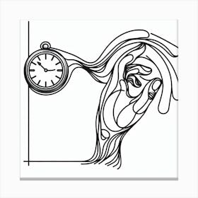 A Surreal Art Print of a Clock and a Hand Canvas Print