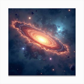 Luminous Watercolor Portrayal Of A Distant Nebula 1 Canvas Print